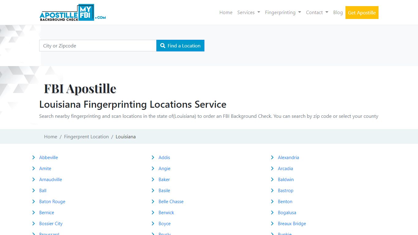 louisiana Fingerprinting Location Services | FBI Apostille